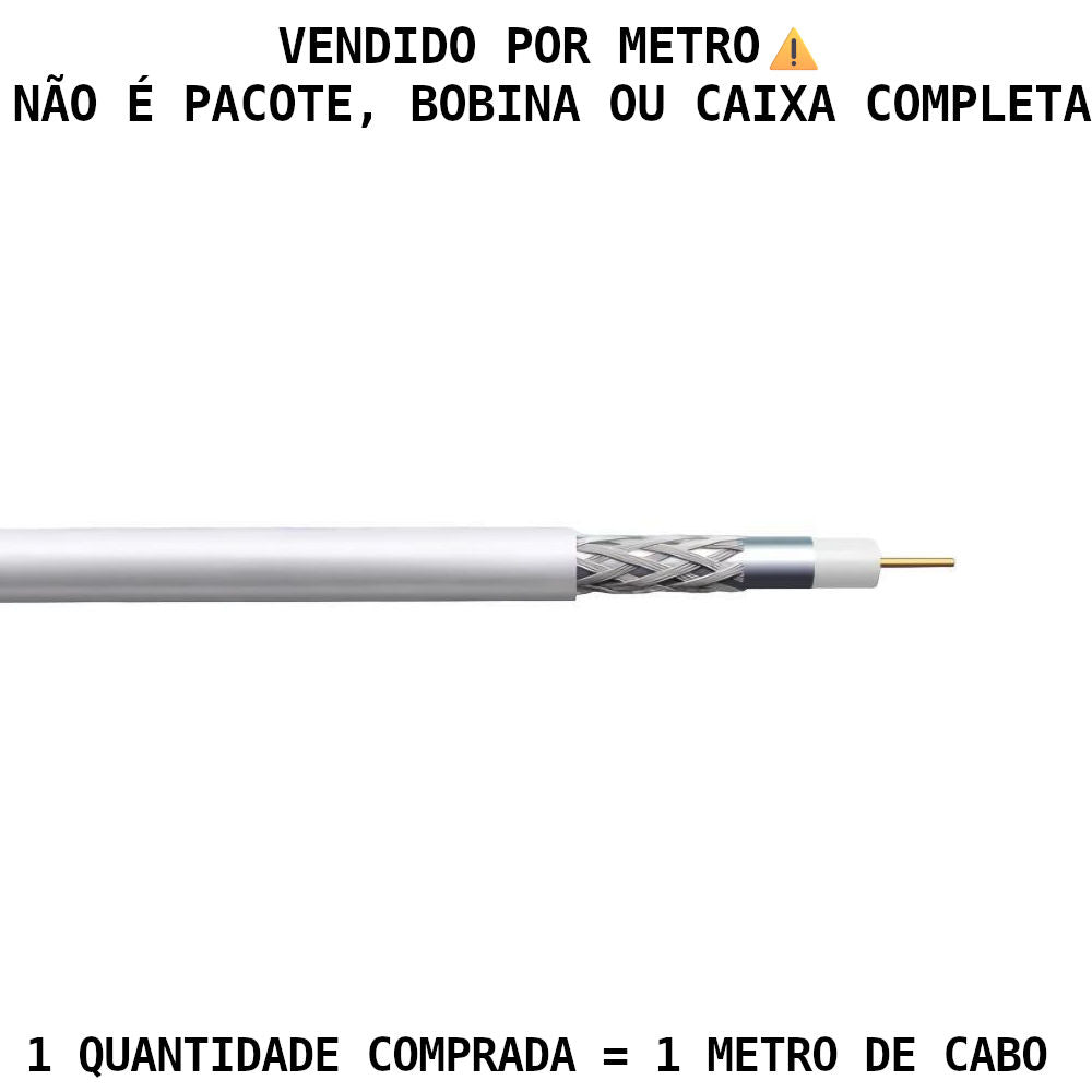 Metro de Cabo Coaxial 4mm 75 Ohms – Hib RF Celular DB NU BC, Branco (Venda por Metro)